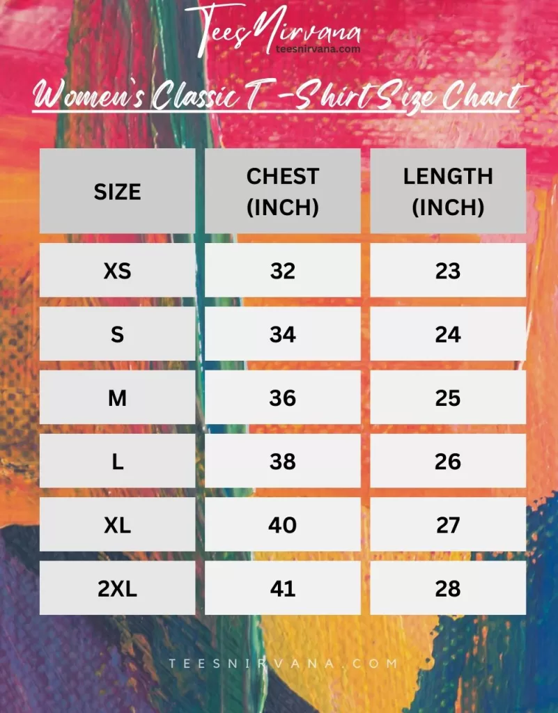 womens classic t-shirt size chart