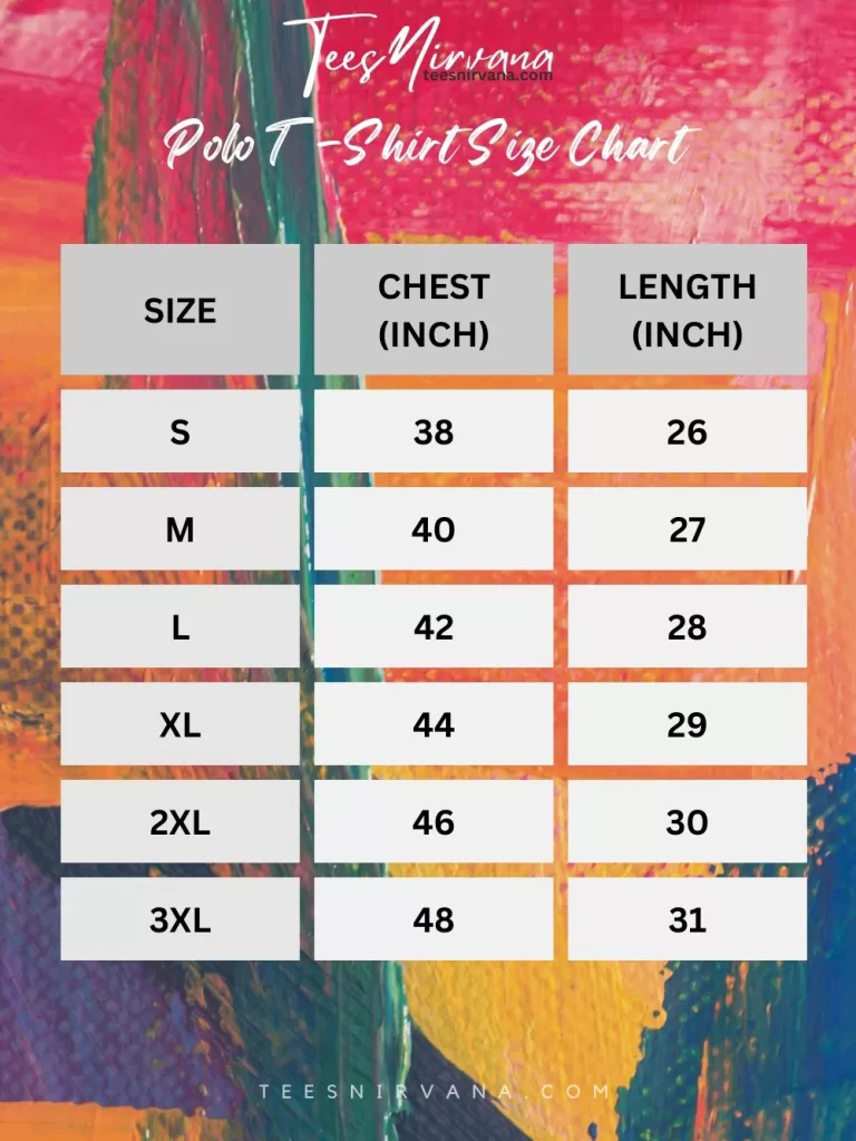 polo t shirt size chart